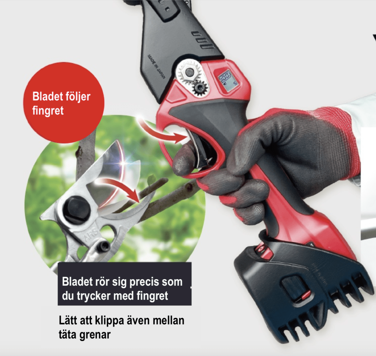 ARS Batteridriven stångsekatör med roterb.skaft 1,2m/20mm