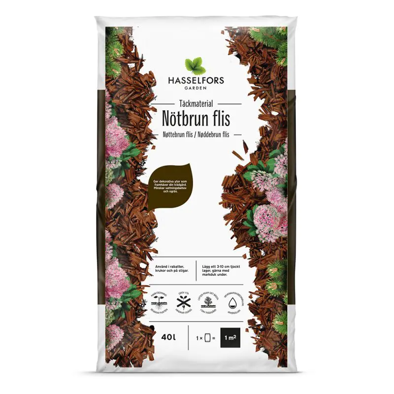 Hasselfors Flis, dekoration nötbrun 40L