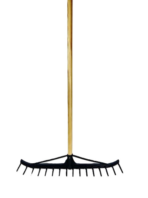 Hökratta 16 pinnar, svart plast 55cm med skaft