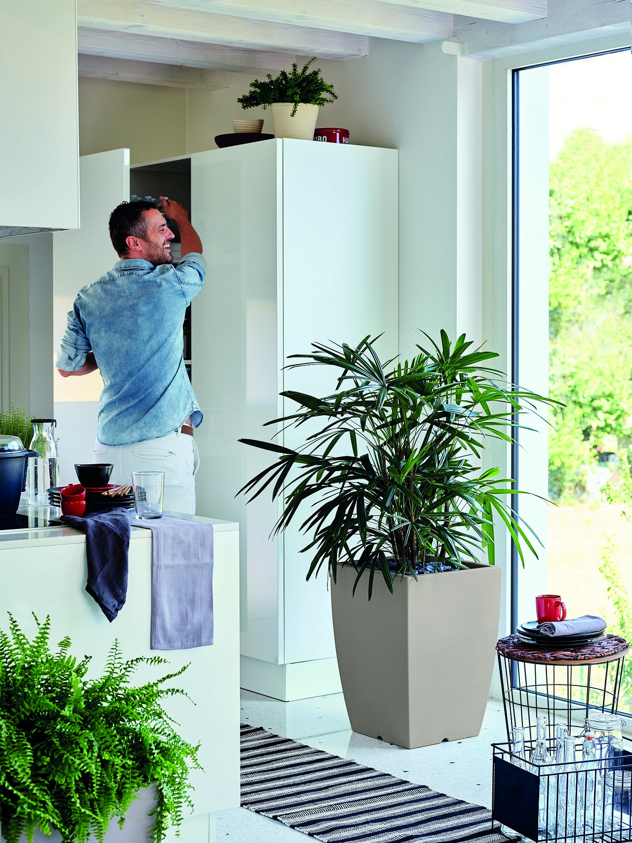 Vaso Genesis quadrato H 60cm, 82L, Ljusgrå