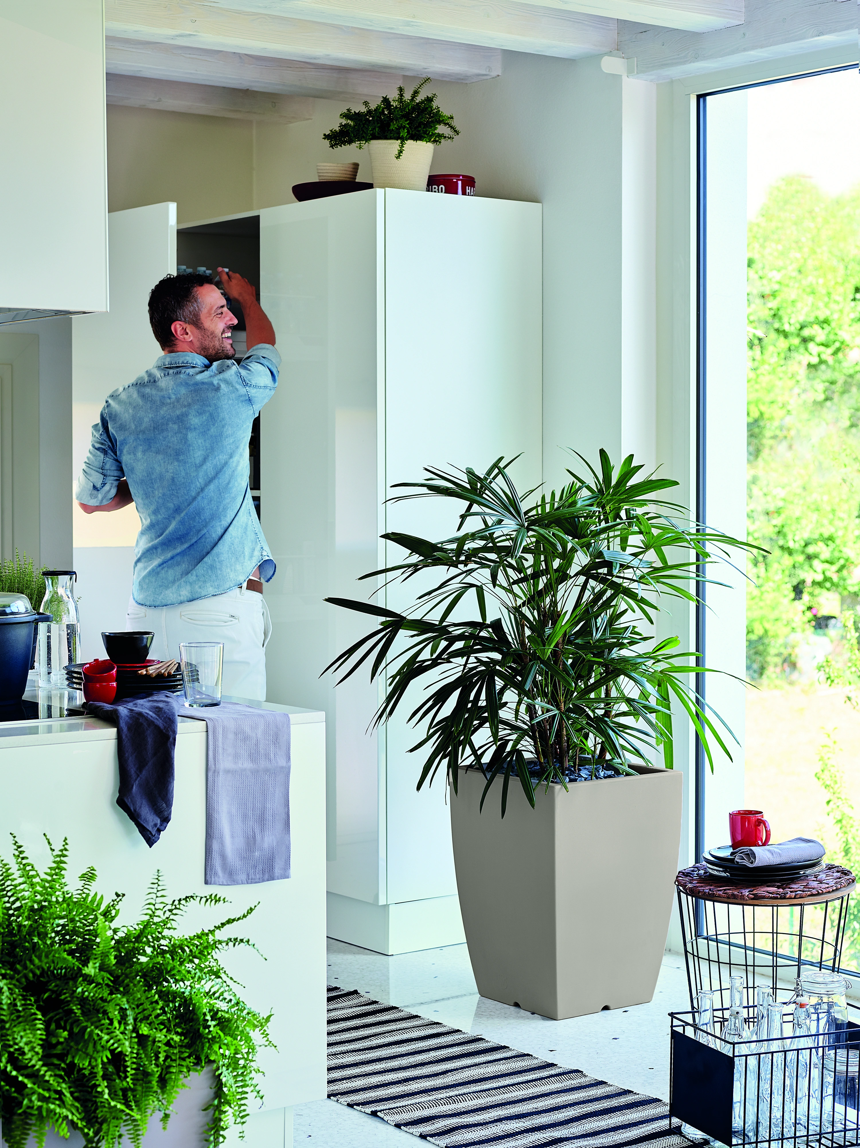 Vaso Genesis quadrato H 60cm, 82L, Ljusgrå
