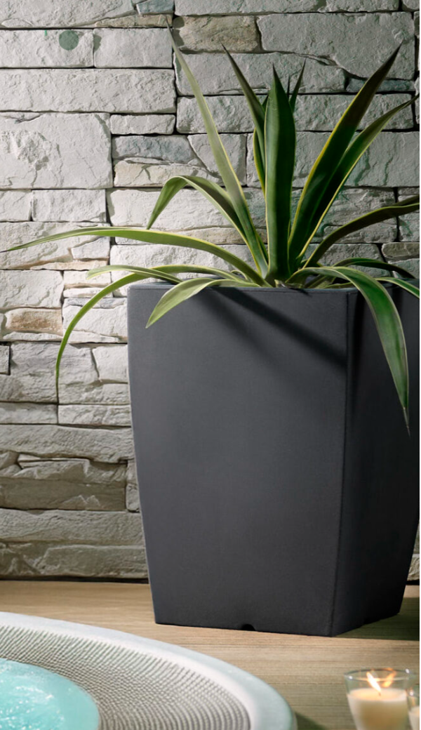 Vaso Genesis quadrato H 50cm, 50L, Antracit