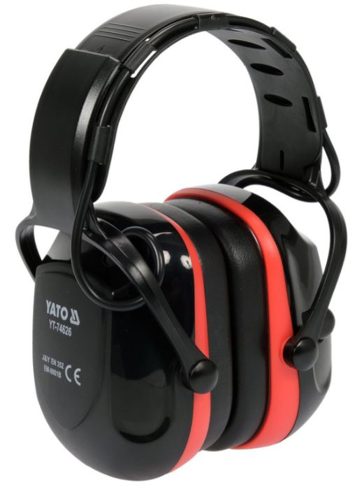 Hörselskydd med Bluetooth, svart/röda, med bygel (SNR-29 db)