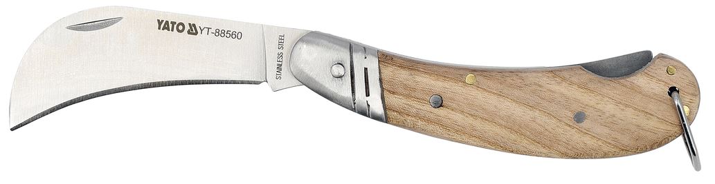 Ympkniv med infällbart blad och trähandtag