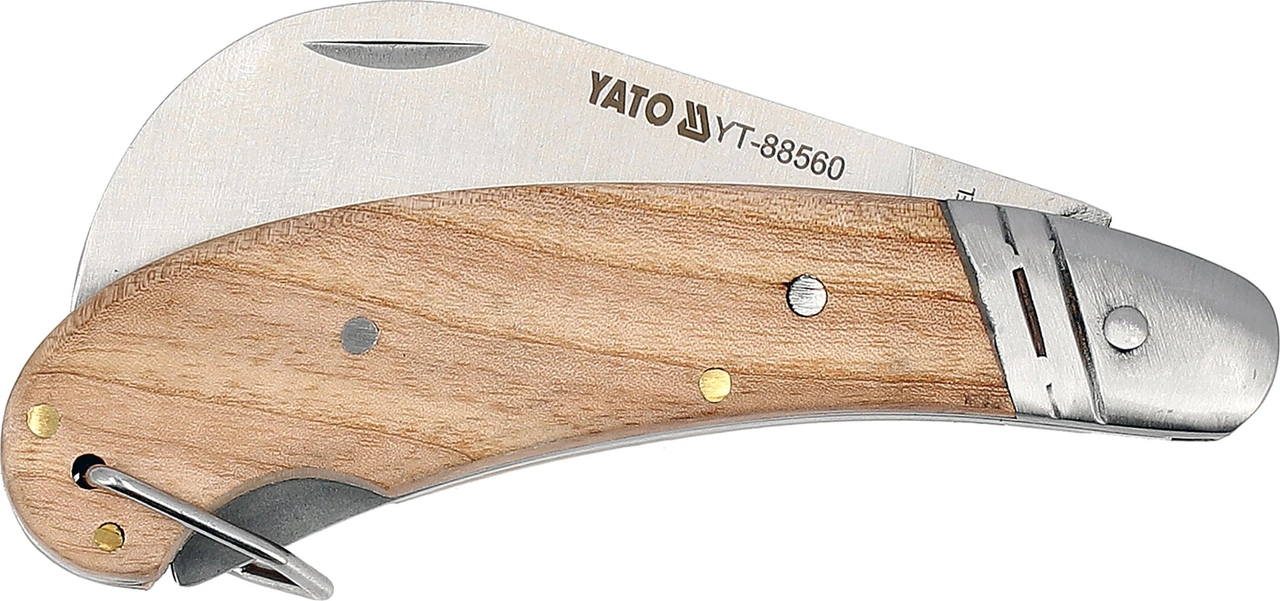 Ympkniv med infällbart blad och trähandtag