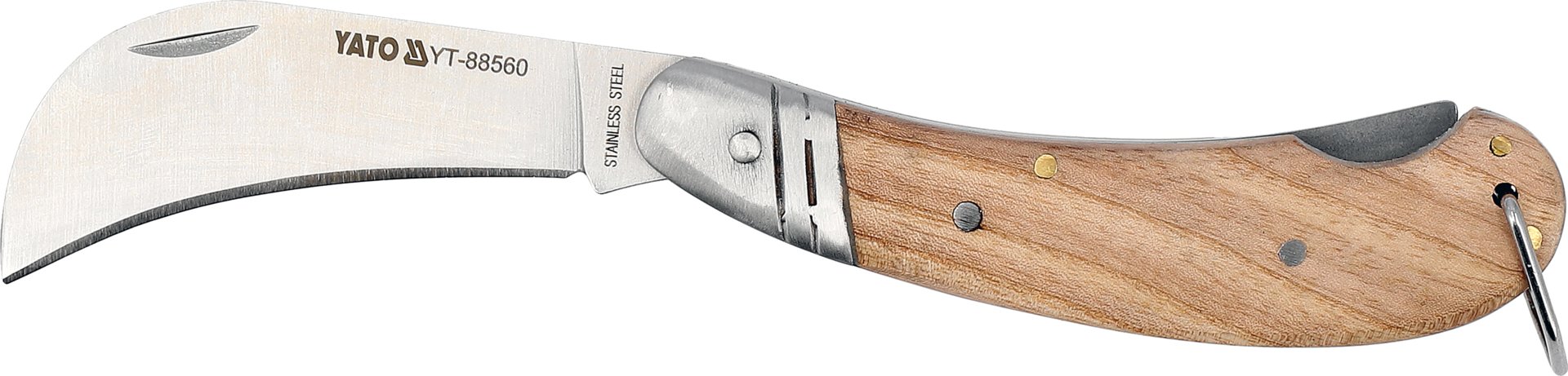 Ympkniv med infällbart blad och trähandtag