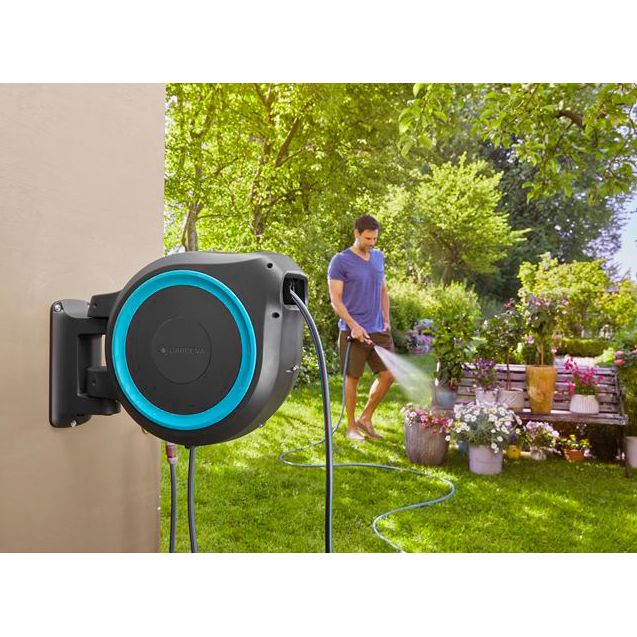Gardena väggslangbox Rollup 25m Turkos