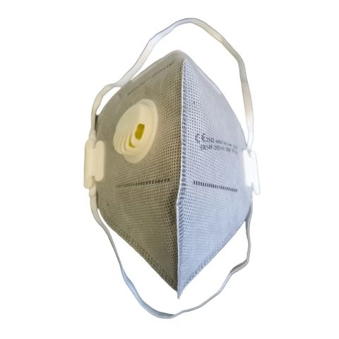 Partikelfiltermask FFP-2 med ventil, dubbla resår, grå