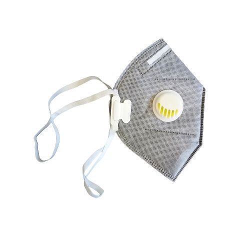 Partikelfiltermask FFP-2 med ventil, dubbla resår, grå