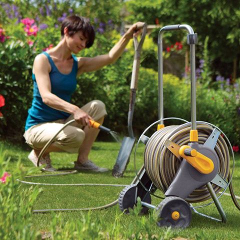 Slangvagn metall m. 30m monterad slang 12,5mm+ kopplingar