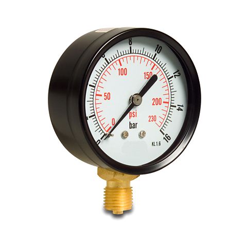 Manometer m anslutning nedåt 0-10 bar