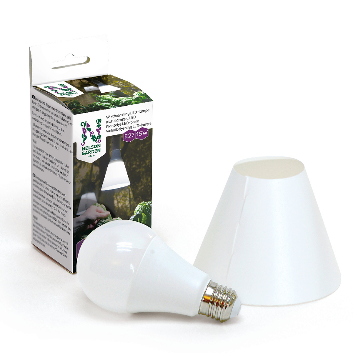 Växtbelysning LED-lampa m. skärm 15W E27