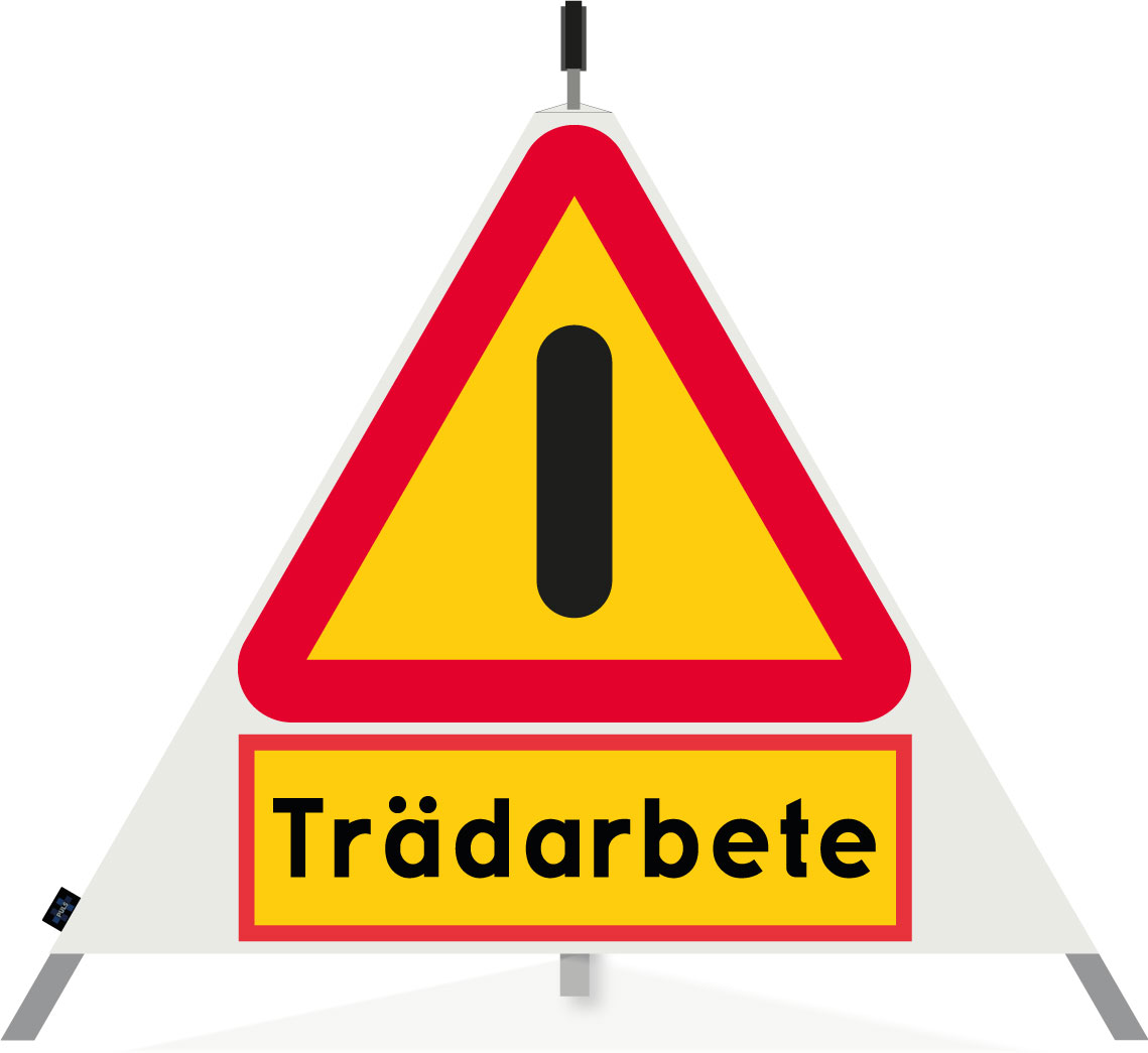Varningstält 90cm - Trädarbete med tryck på 3 sidor