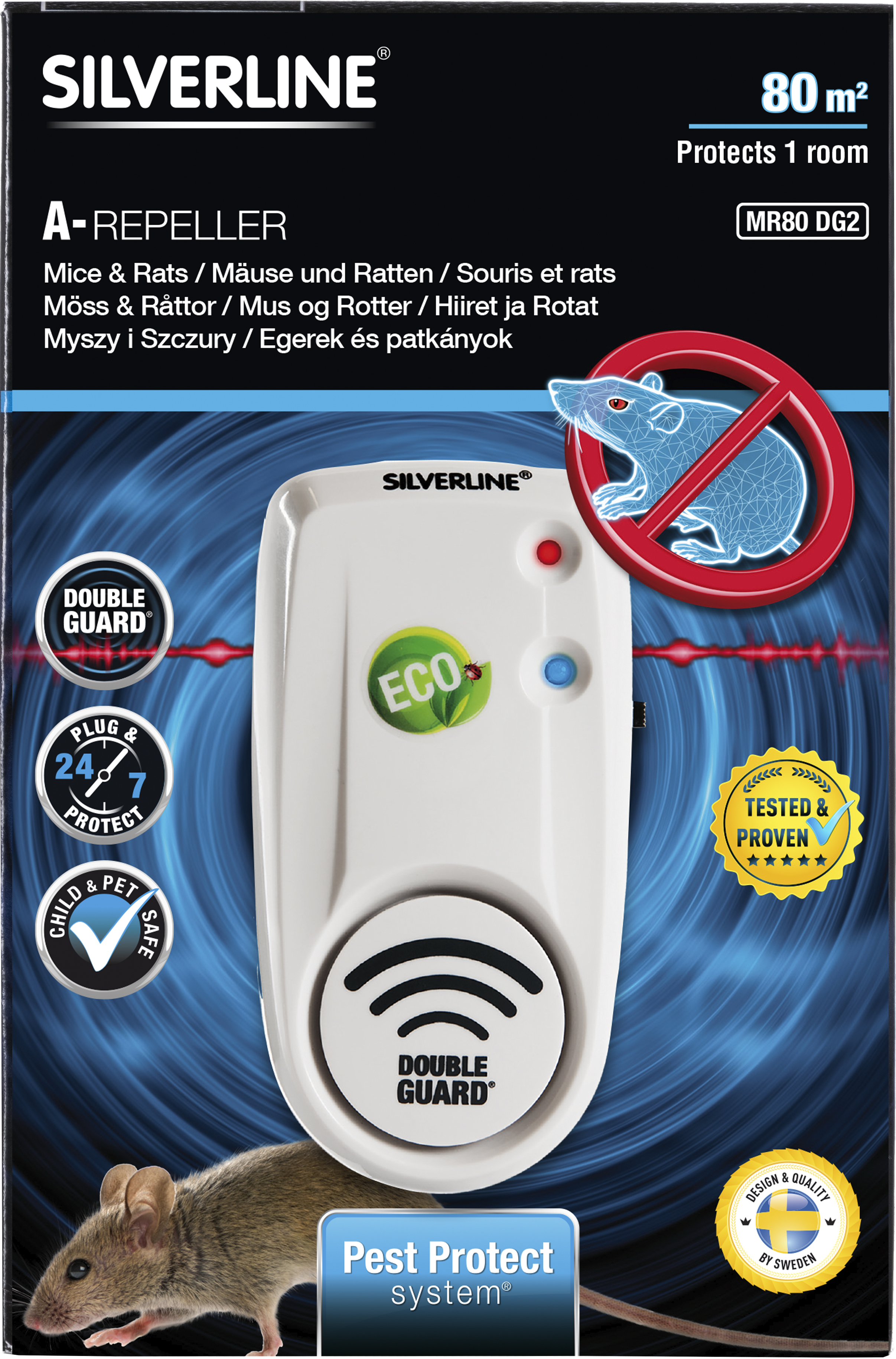 Avskräckare Mus&Råtta MR80 DG2 Silverline