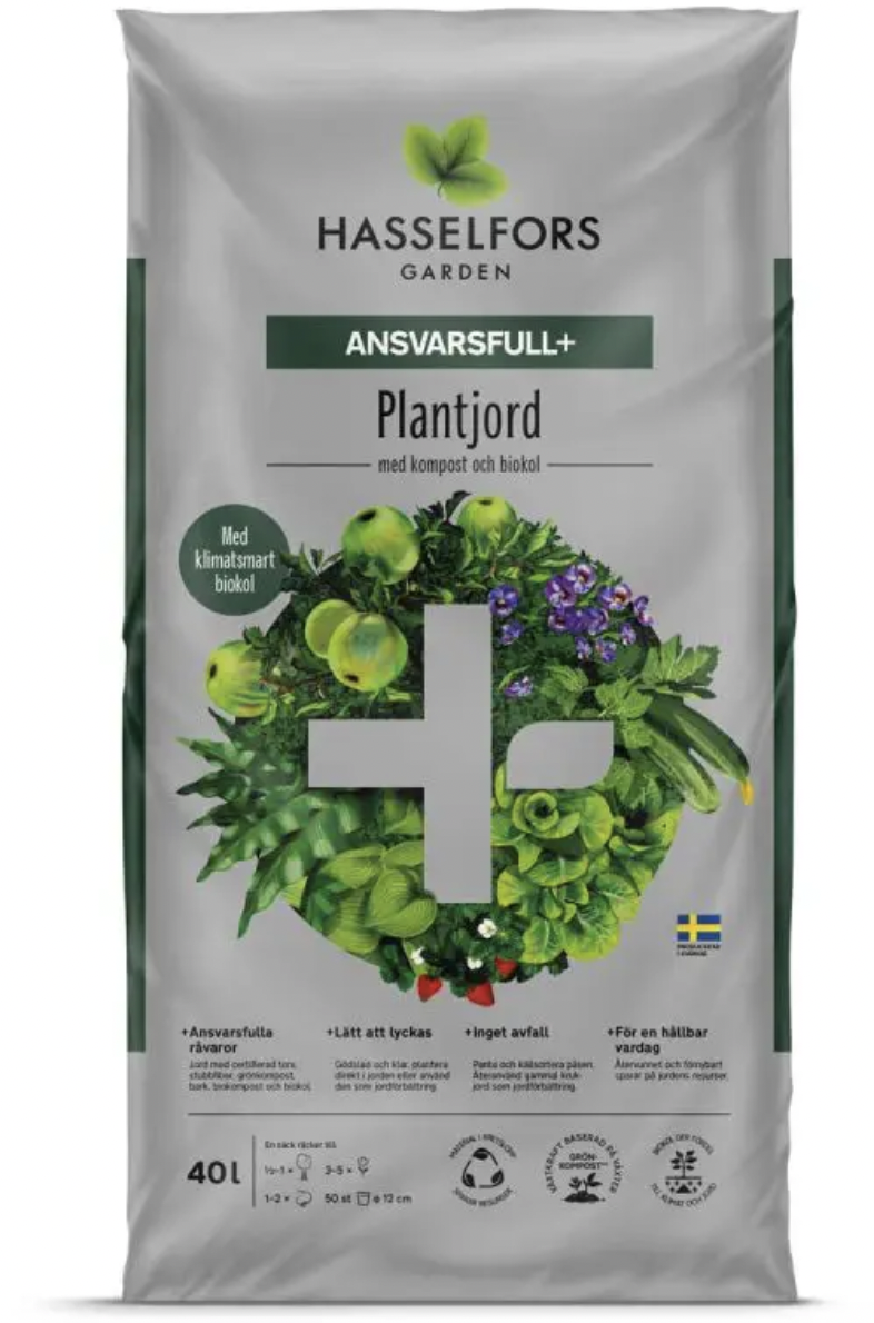 Hasselfors Plantjord med Biokol 40L (endast hel pall)