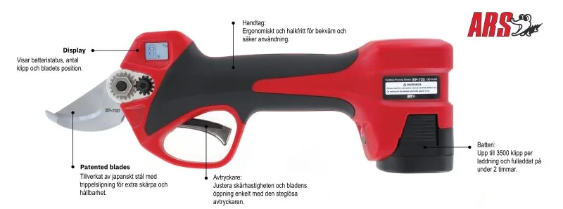 ARS Batteridriven Sekatör EP-720, 30mm