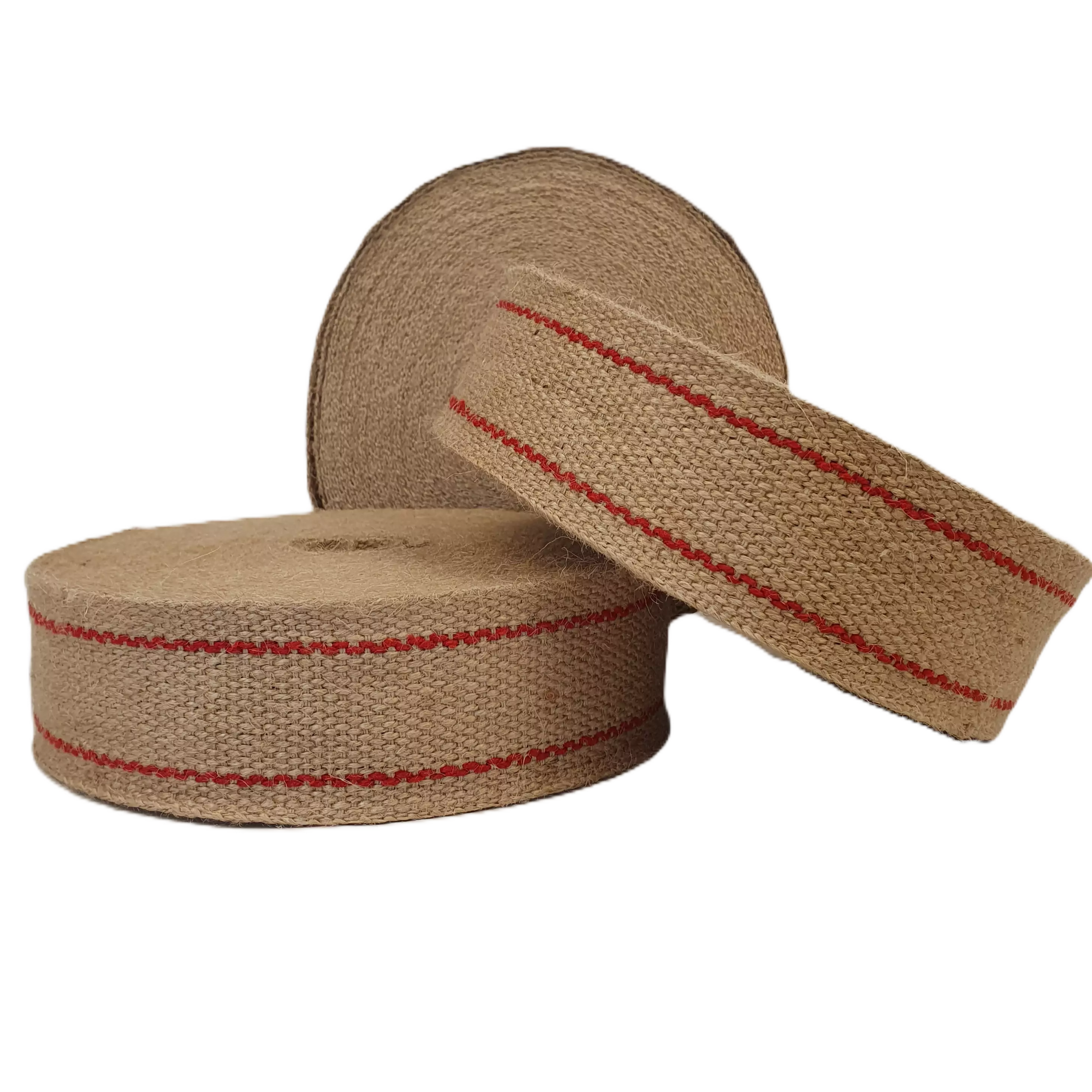 Sadelgjord jute 60mm, 25m (20) röd söm